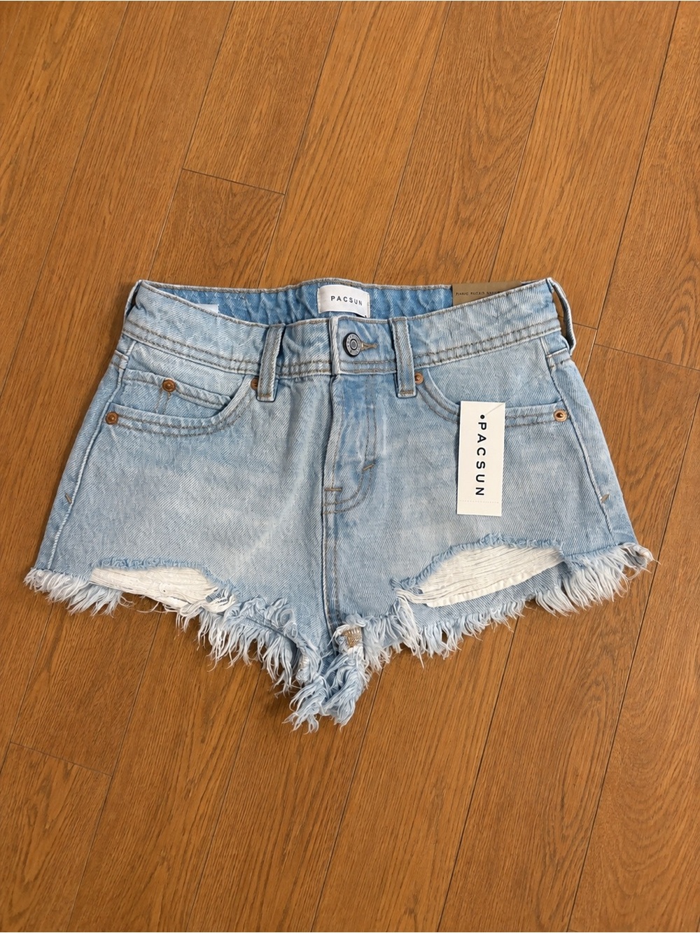 PacSun Light Wash Frayed Hem Denim Shorts size 22
